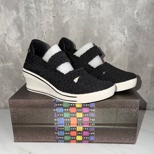 NEW Bernie Mev frontier Black Woven Women's Wedge Shoes